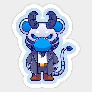 Cute Mouse Robot Cyborg Devil Cartoon Sticker
